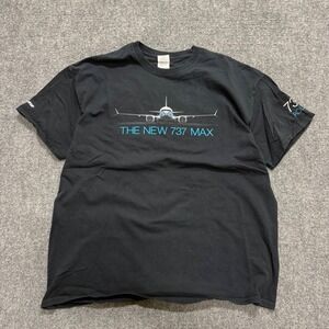 BOEING 737 MAX 8 ROLLOUT XL SHIRT EXTRA LARGE INAUGURAL BLACK Y2K